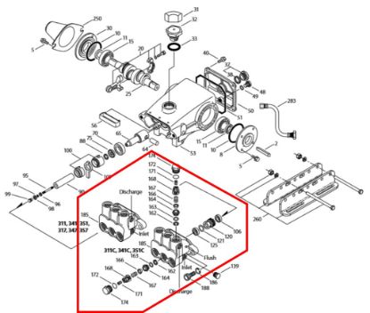 Culasse complète Ø20 pour pompe CAT 311-341-351