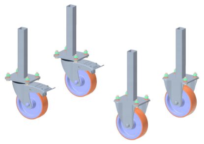 Kit roulettes sur supports inox pour laveuse de caisses LC1200