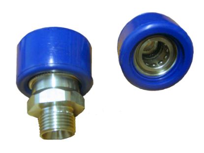 Coupleur femelle à billes AKBO M1/2 inox + protection bleue