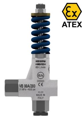 By-pass VB80A ATEX 310 Bar 80 l/min F1/2 F1/2 inox