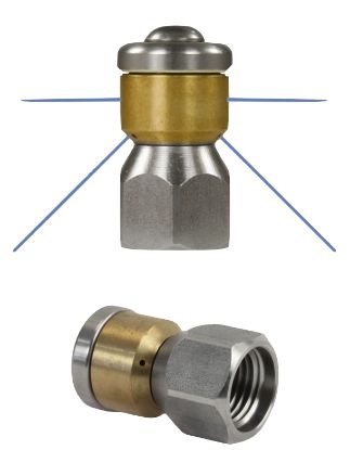 Buse canalisation rotative 3 jets arrière+2 latéral F1/4 HP 09 inox