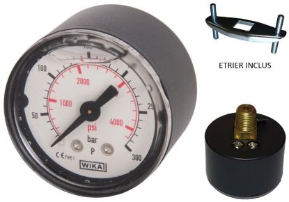 Manomètre liquide axial 0-250 Bar Ø50 MNPT1/4 boitier plastique