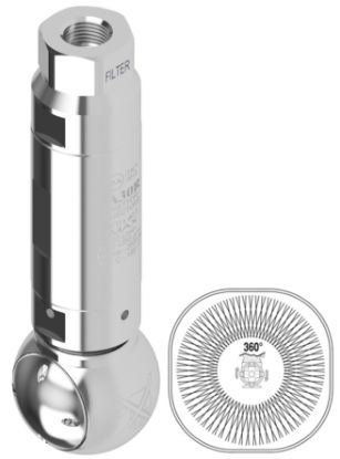 Tête de lavage A30R 160 Bar 18 l/min F1/2 4 porte buses FM4 inox