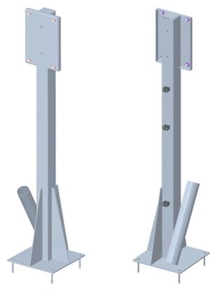 Poteau inox support enrouleur auto 35m (prédisposition support pivotant)